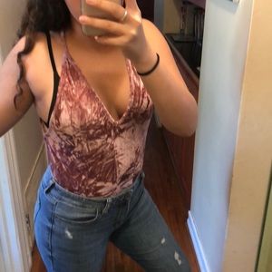 pink, velvet bodysuit
